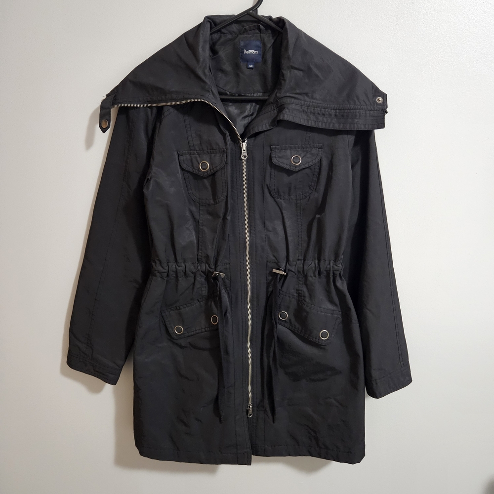 Reitmans Black Cinched Waist Utility Coat
